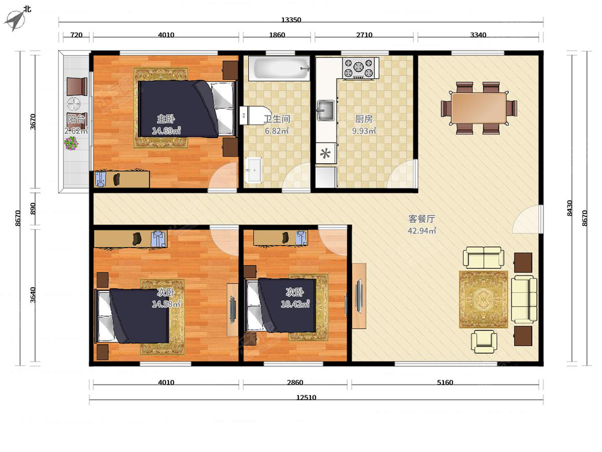 景鹏大厦 1房1厅1卫 35㎡