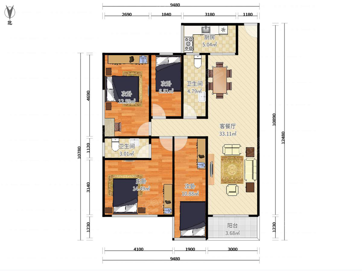 汇龙湾·天樾 4房2厅2卫 110㎡-东莞汇龙湾·天樾租房