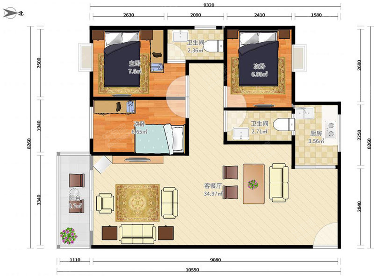 格力海岸 3房2厅2卫 158㎡
