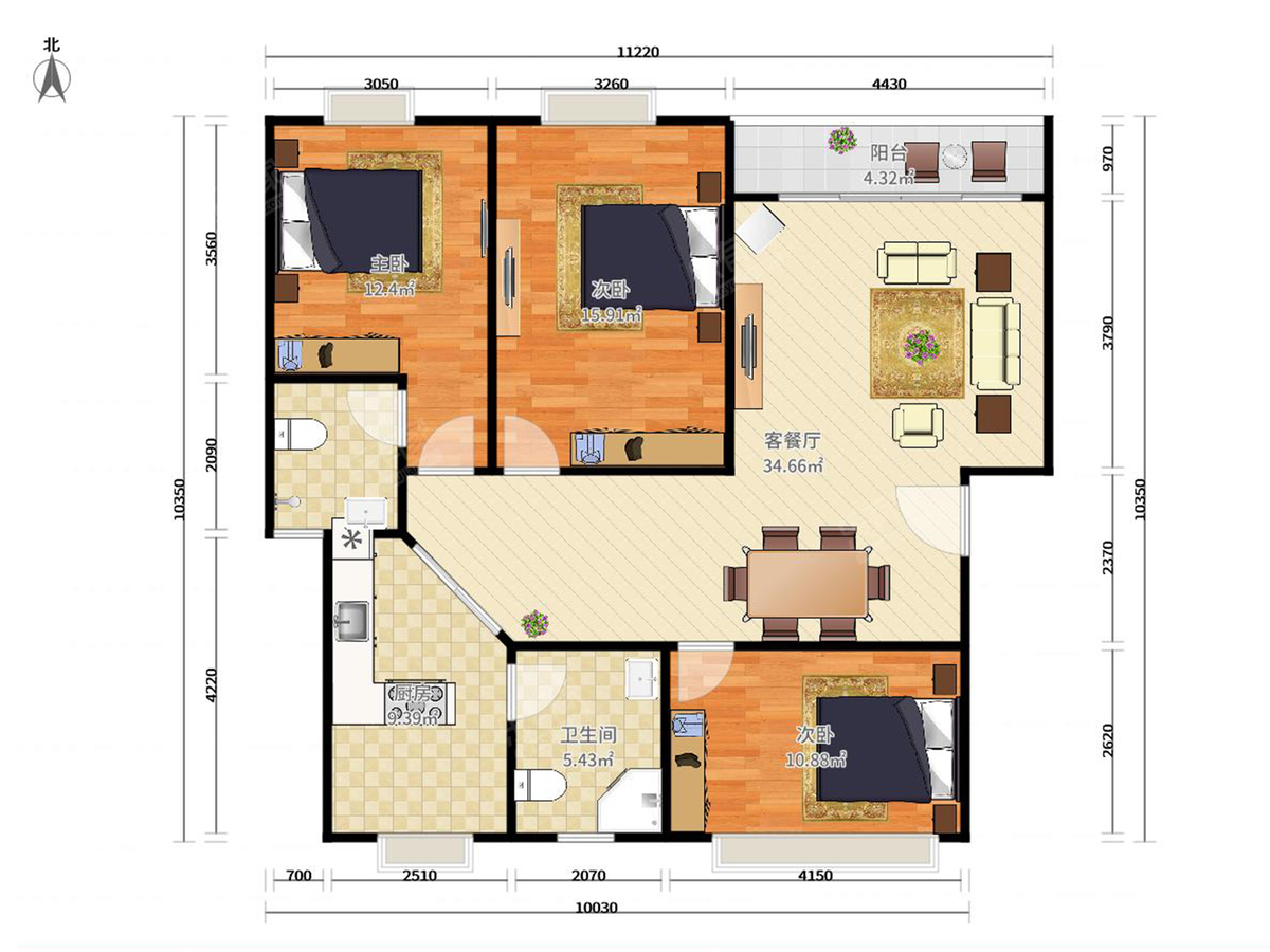 长洲新居路 4房2厅2卫 108㎡