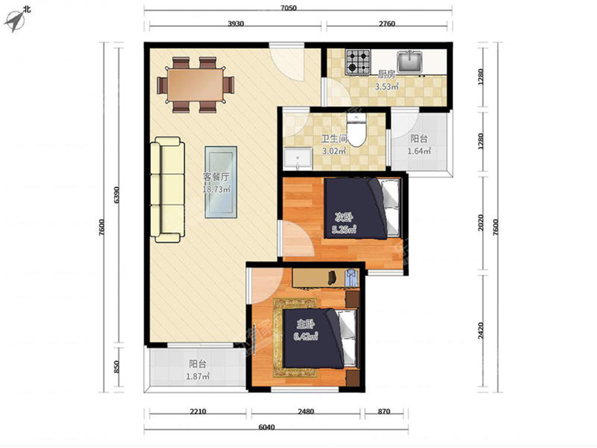 名津广场 2房2厅1卫 56㎡-深圳名津广场租房