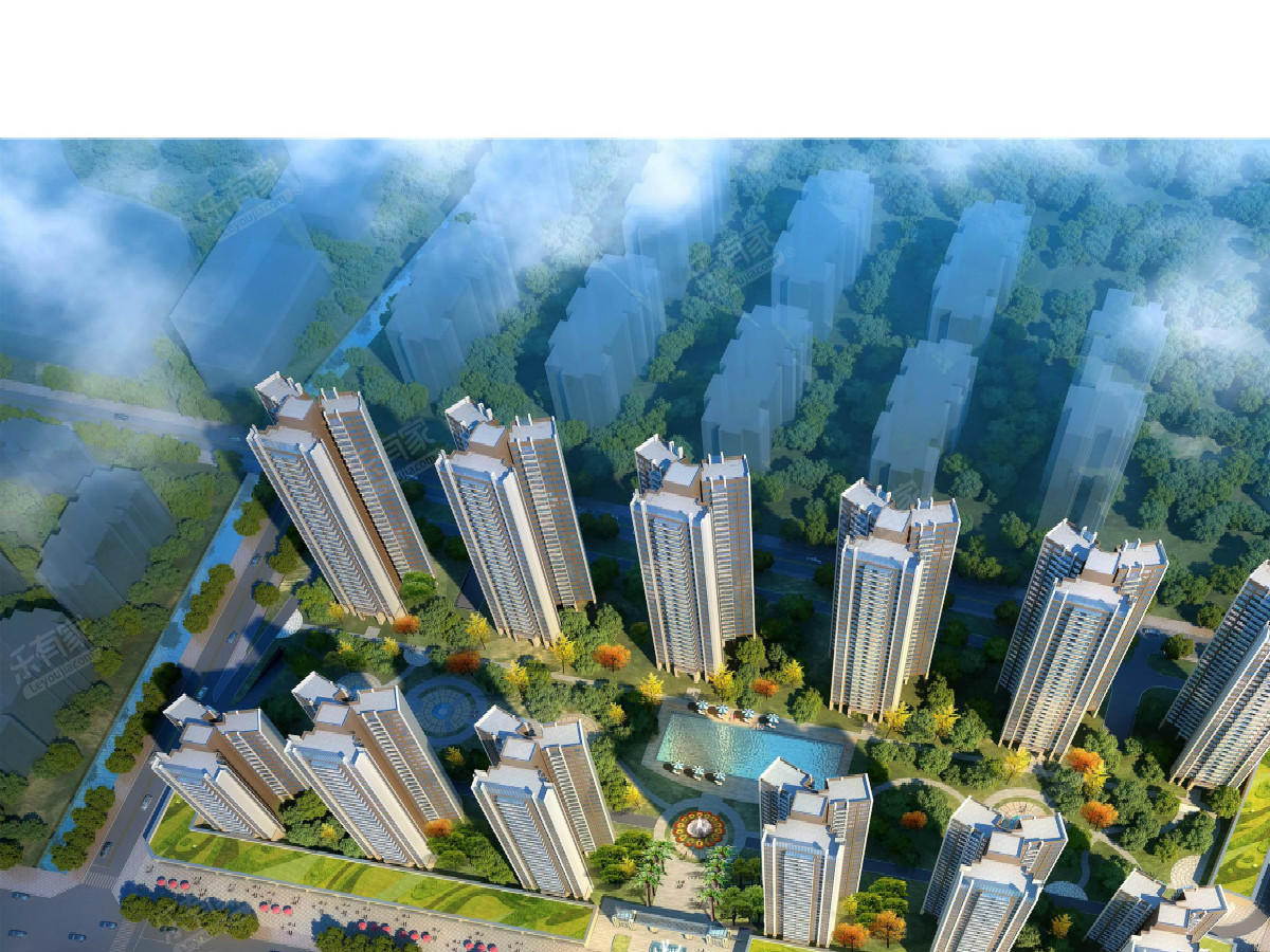 泽溪花园空中鸟瞰效果图