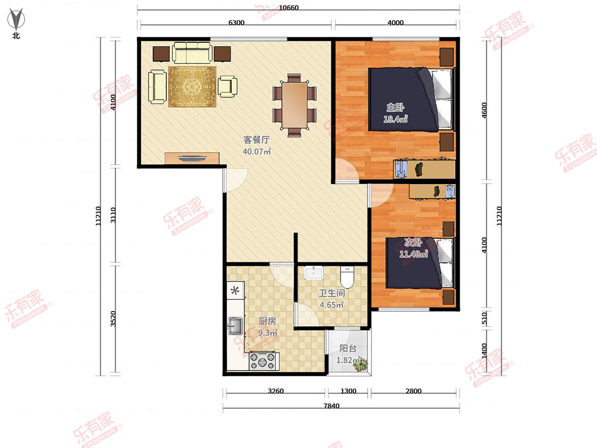 松园南小区 3房2厅1卫 88.2㎡