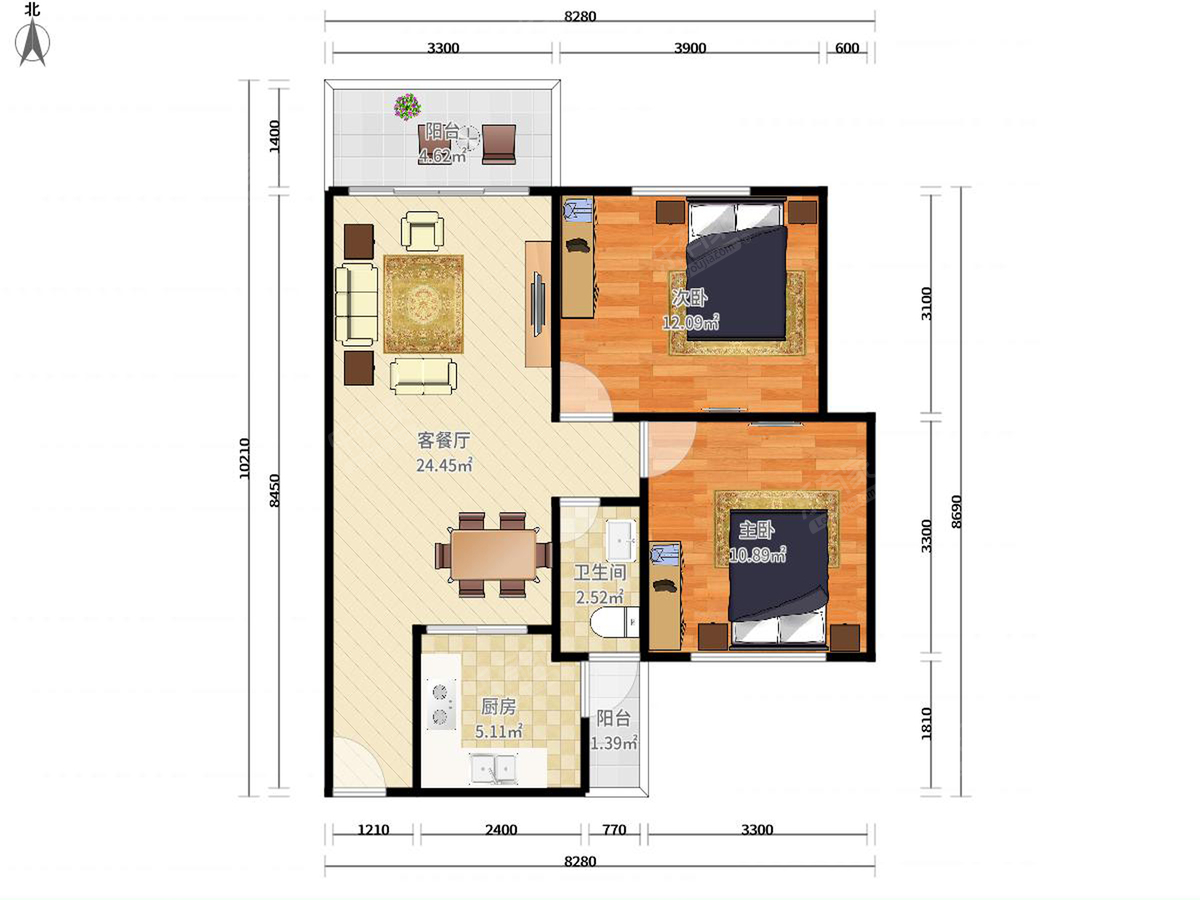 富康豪庭南北豪装3室2厅出售