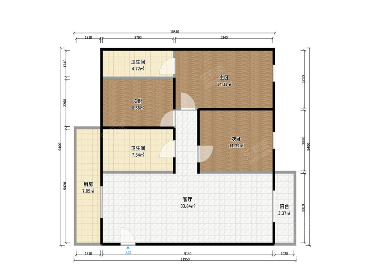 金碧豪庭 3房2厅2卫 96.63㎡-佛山金碧豪庭二手房