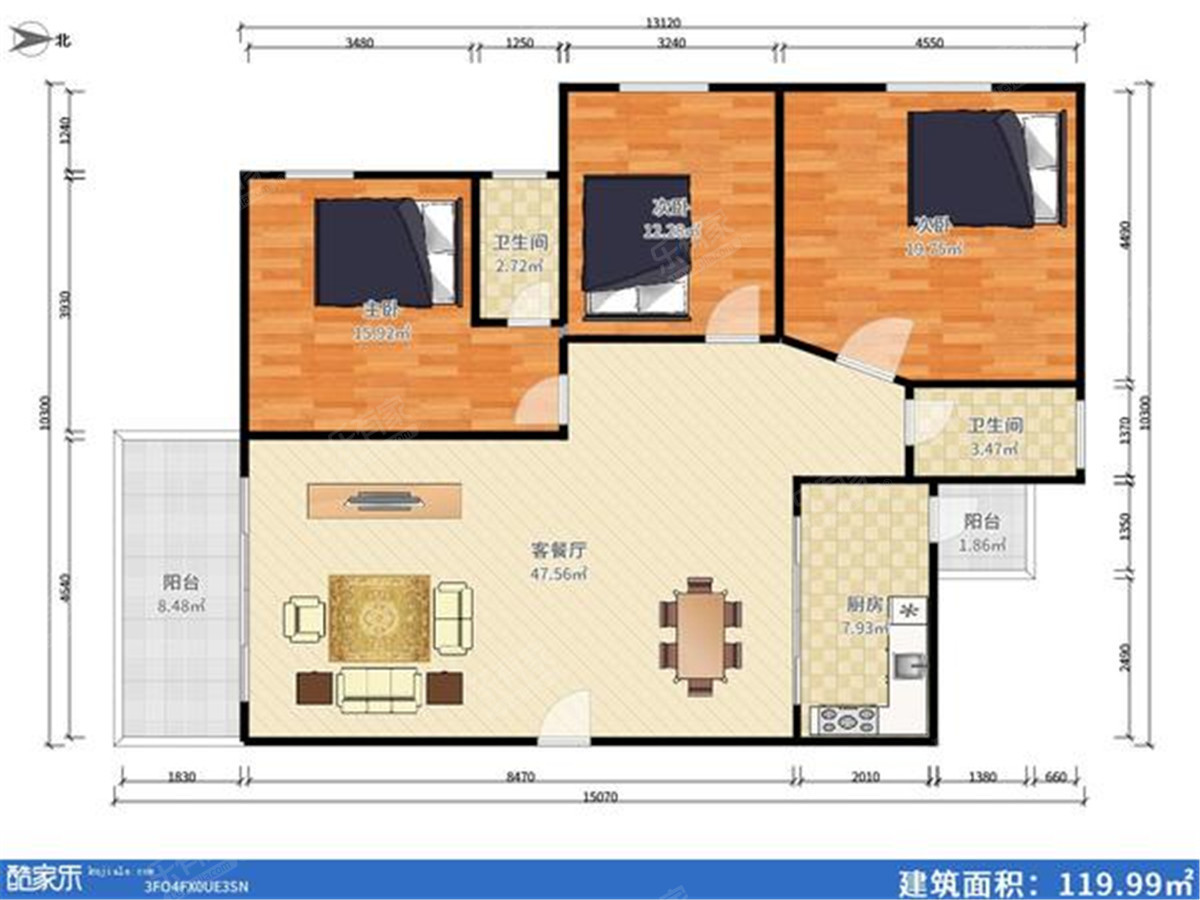 状元居 3房2厅2卫 120㎡-惠州状元居二手房