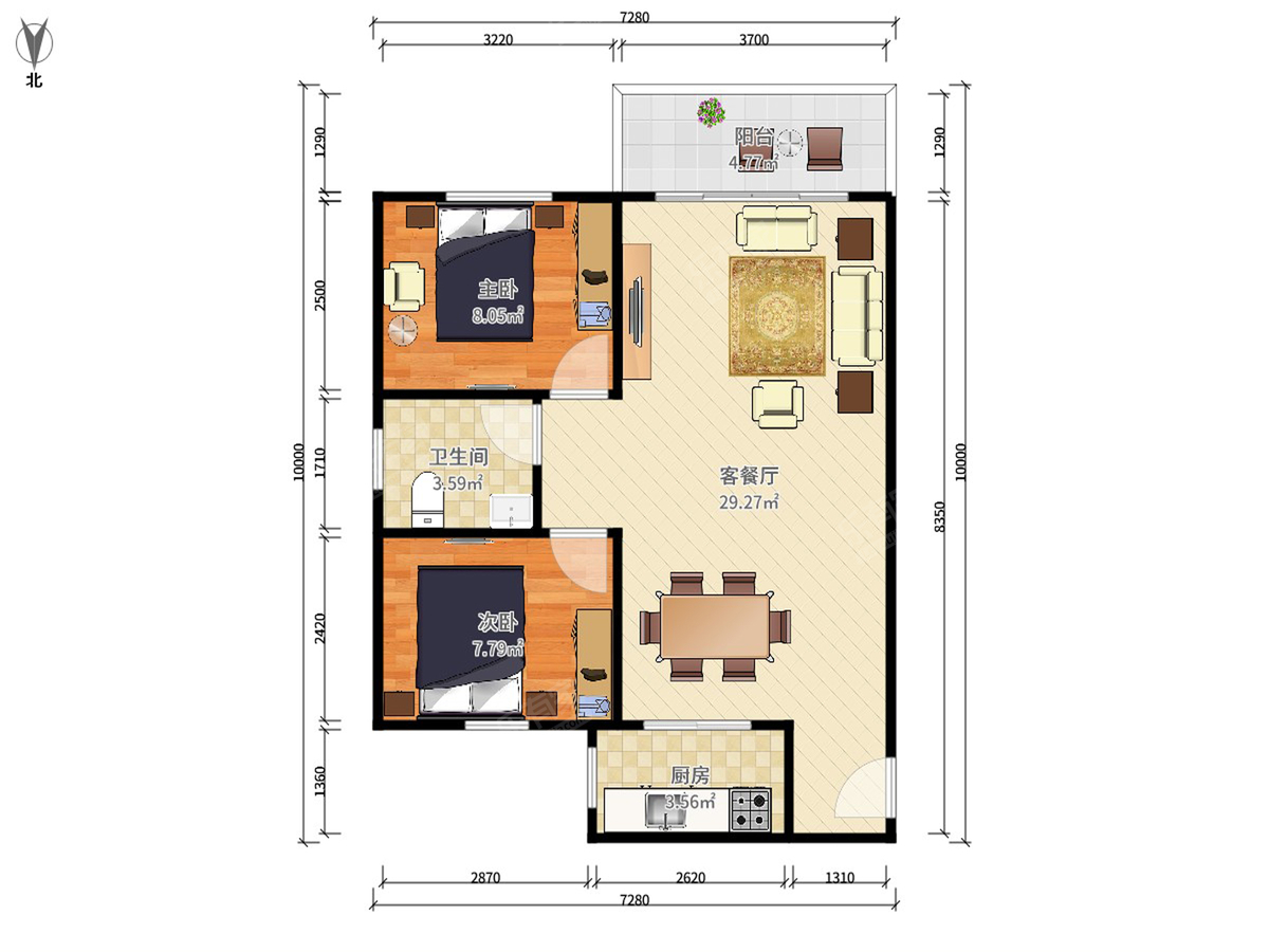 户型方正，高楼层的，通风采光比较好，