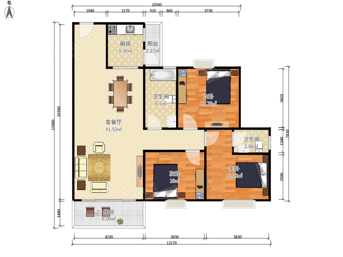 华发四季装修3房不靠路