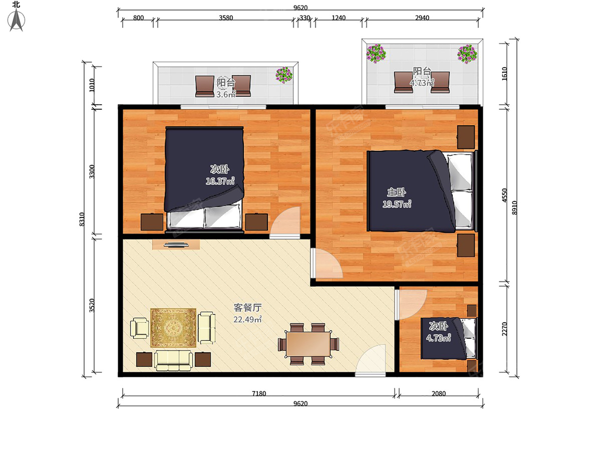 青海大厦北精装2室1厅84.95m²