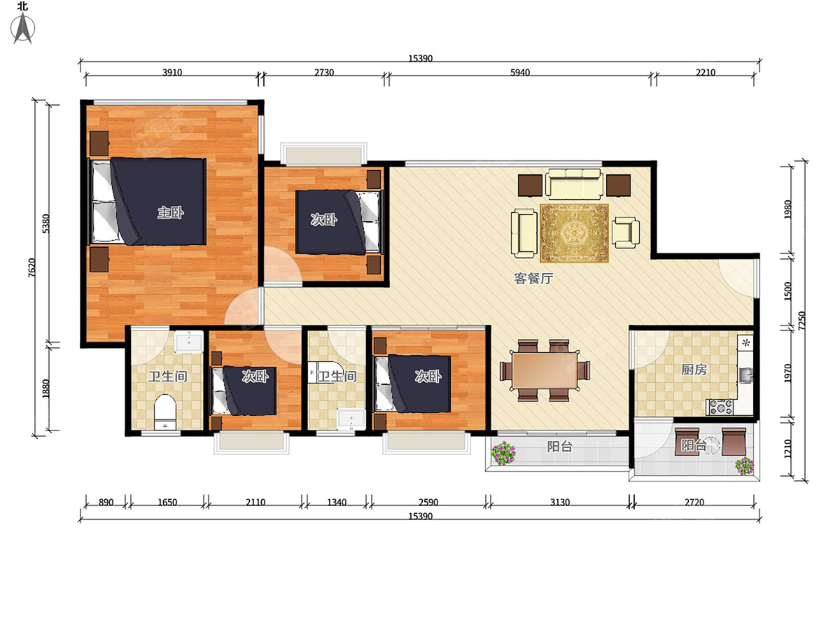 云顶翠峰一期南普装4室2厅185m²-东莞云顶翠峰一期租房