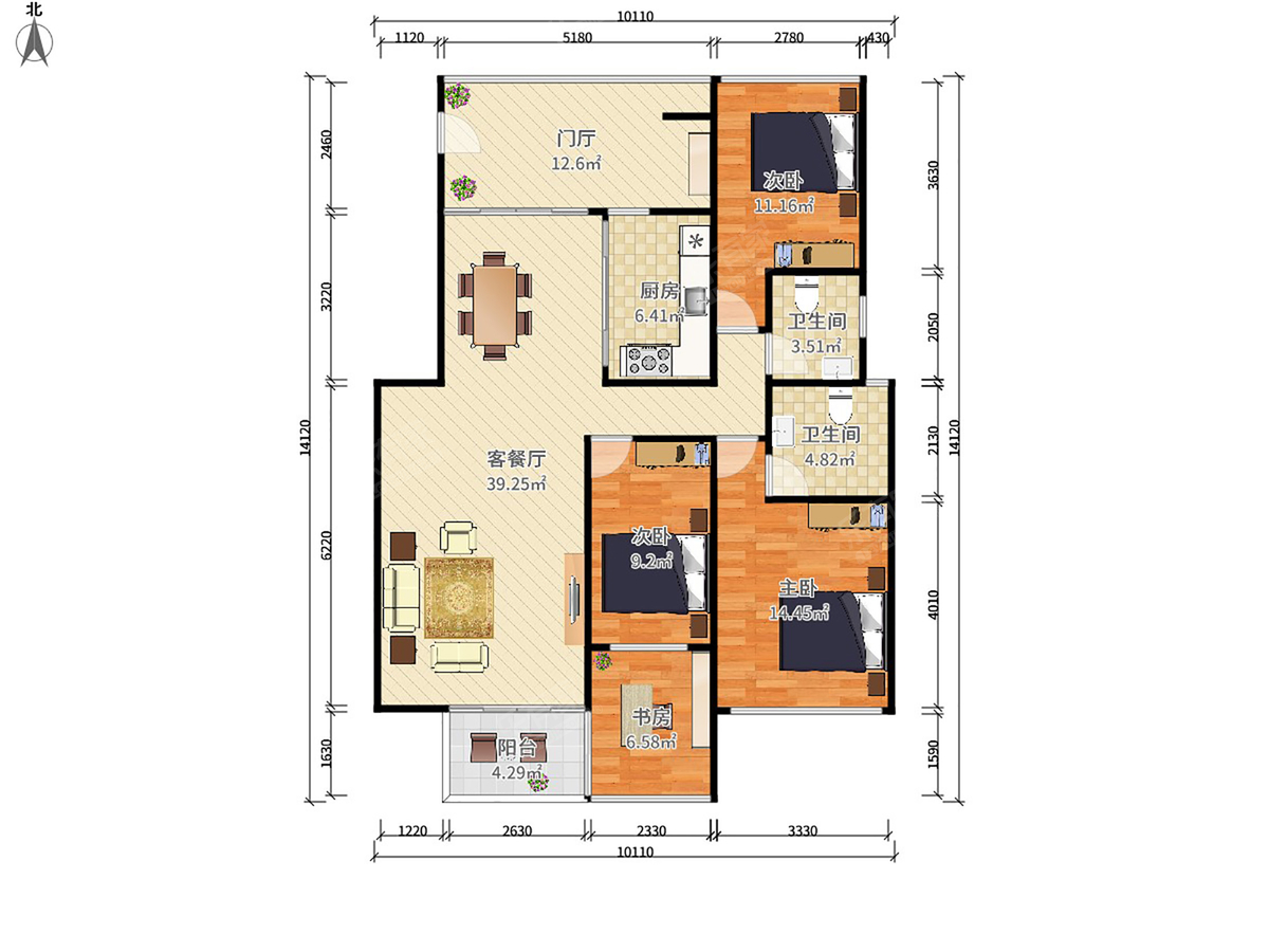 招商依山郡花园一期 4房2厅2卫 129㎡-深圳招商依山郡花园一期租房