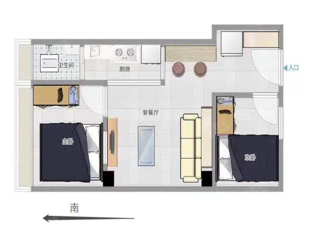 德政中路小区 2房1厅1卫 31.86㎡