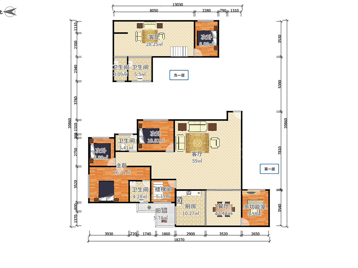 中惠香樟绿洲 5房4厅3卫 142.03㎡
