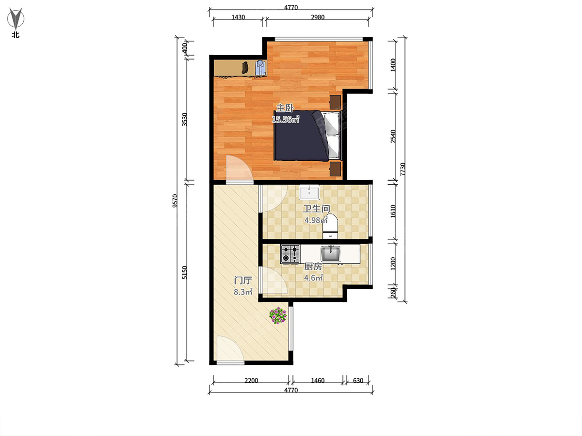 富通城四期 1房0厅1卫 35.28㎡