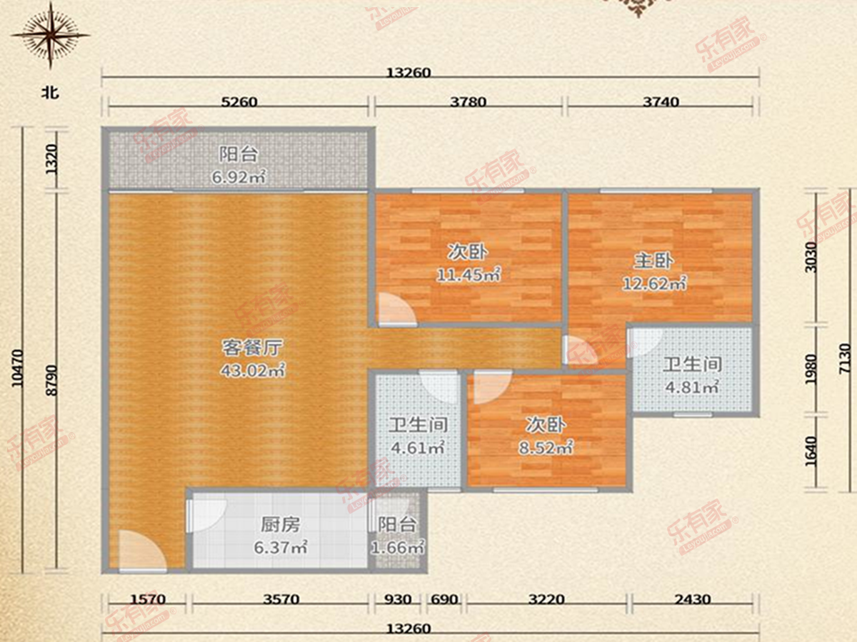 福晟钱隆华府 3室2厅2卫1厨2阳 111.7 南