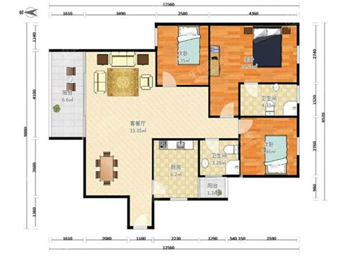 皇御苑B区北精装3室2厅112.24m²-江门皇御苑B区租房