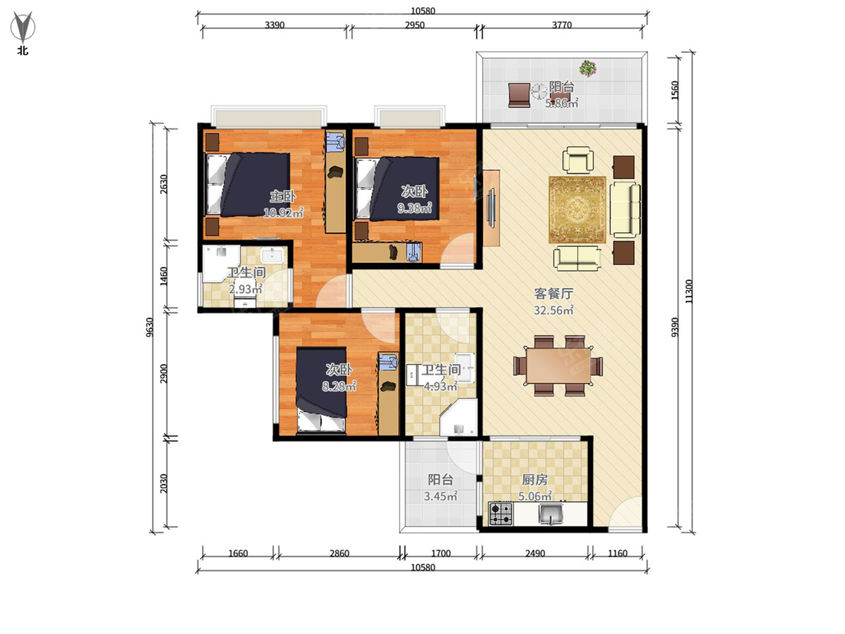 熙园.10座02、03户型