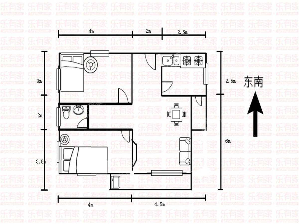 景湖春晓 2房1厅1卫 55㎡