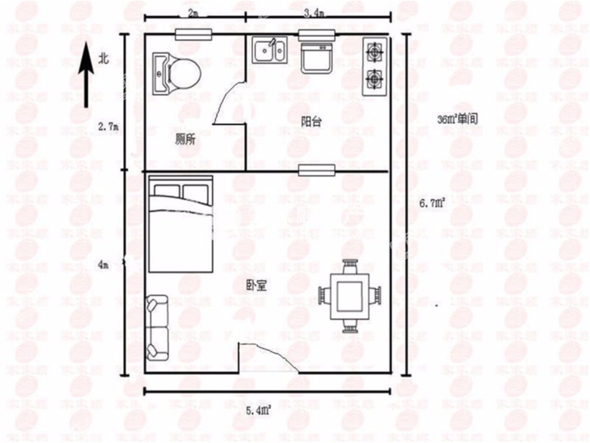 东梅公寓 1房1厅1卫 36.37㎡-珠海东梅公寓二手房