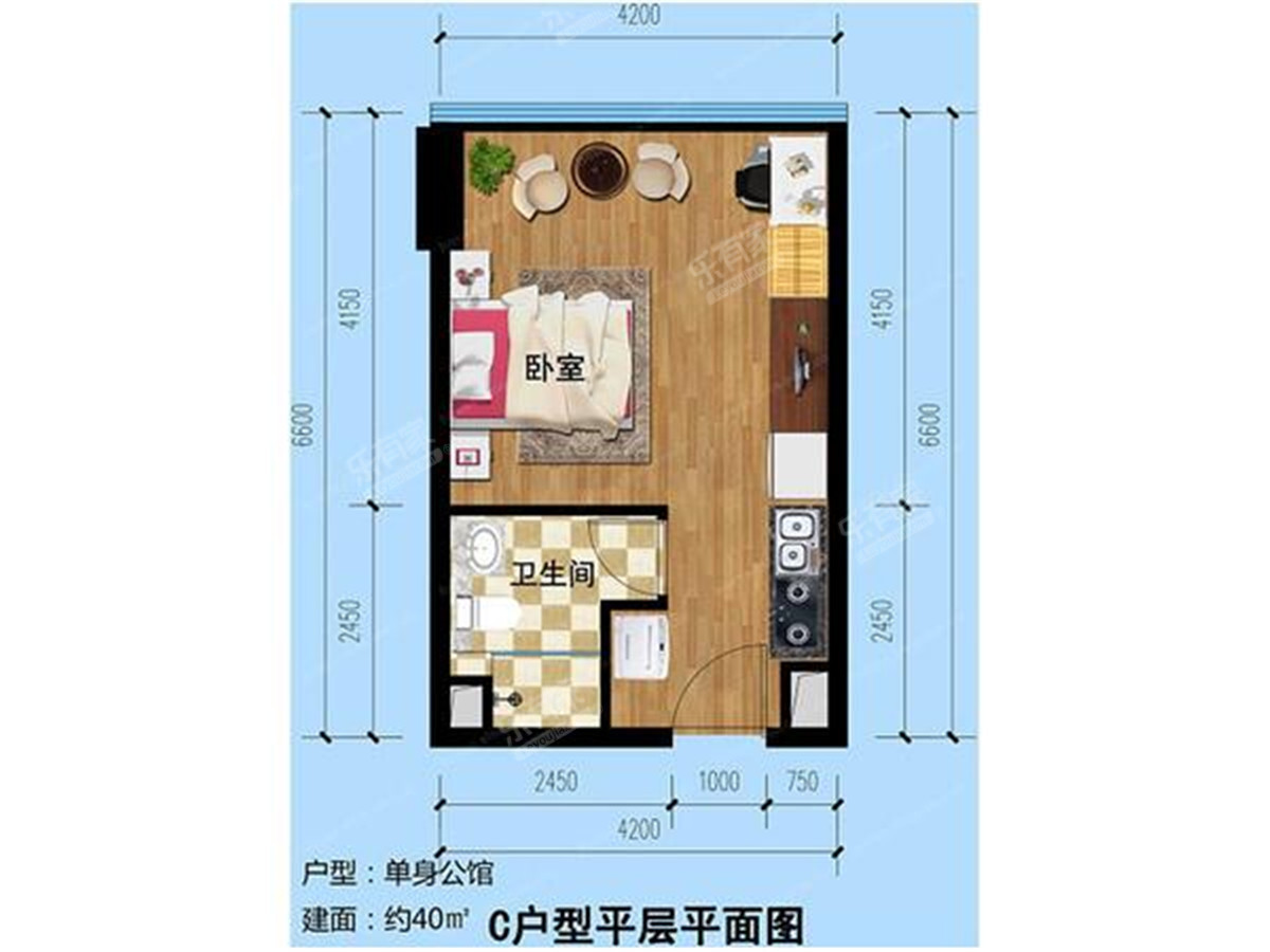 富驰大厦 1室1厅1卫1厨1阳 40.0 东