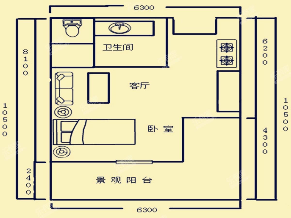 合正东部湾 1室1厅1卫1厨1阳 68.0 南