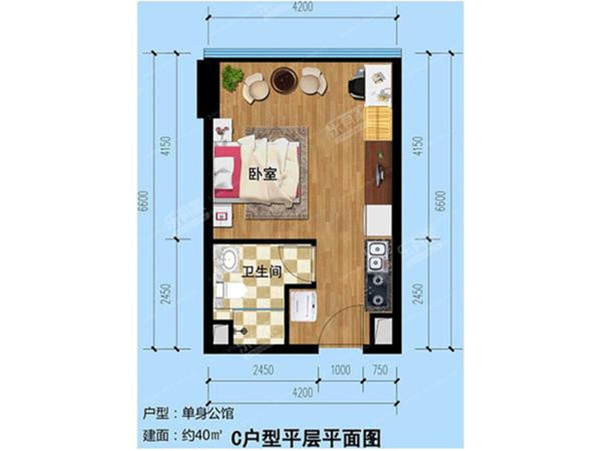 富驰大厦 1室1厅1卫1厨1阳 40.0 南