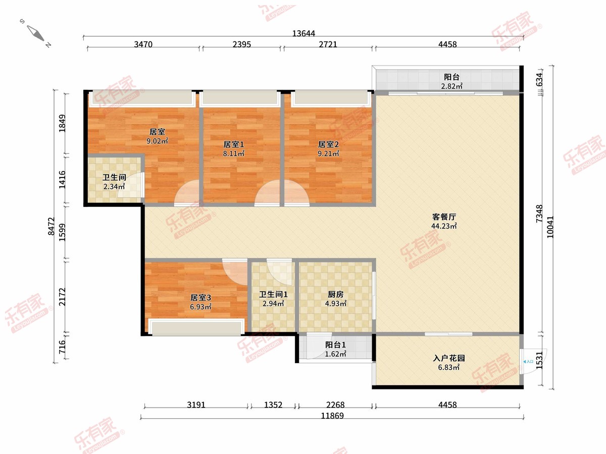 新尚名居4室2厅2卫119.92㎡