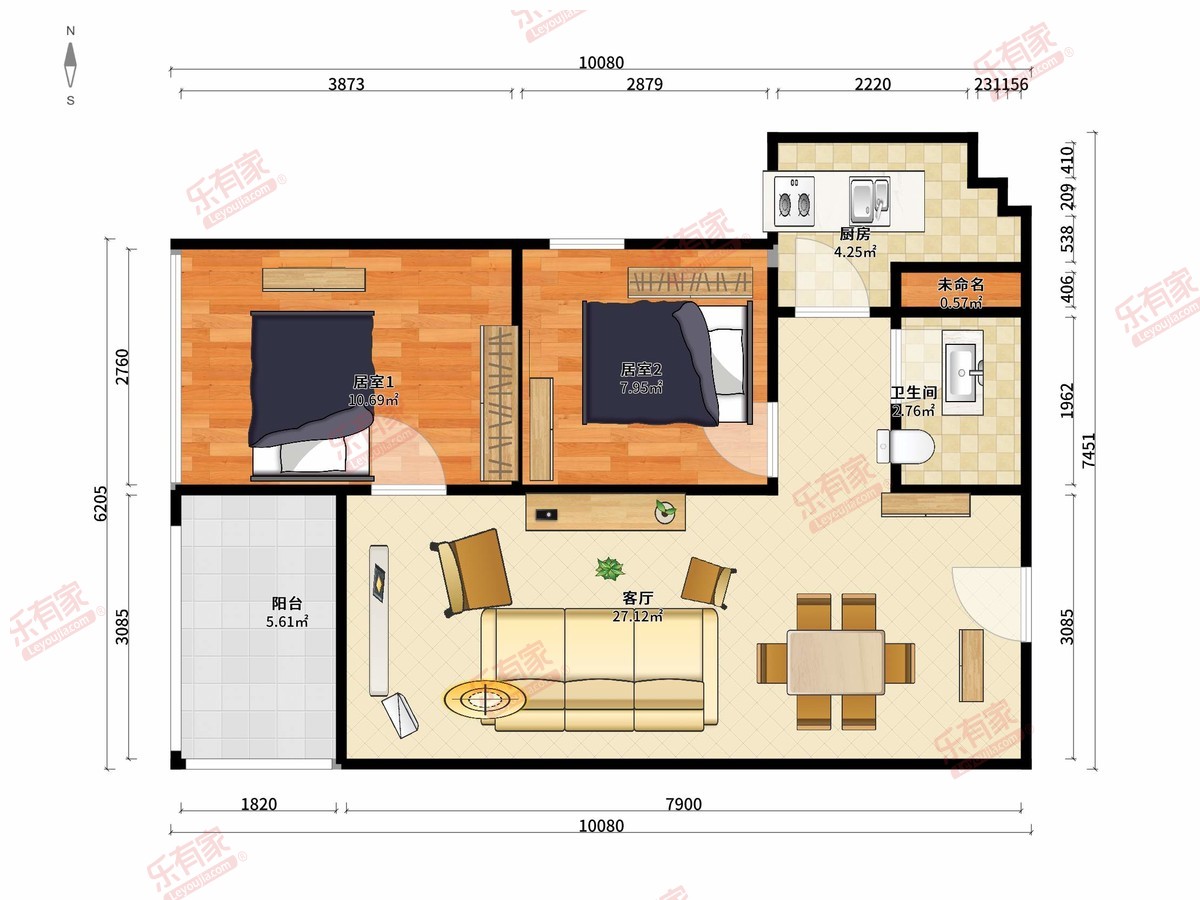 远洋天骄广场西精装2室1厅71m²