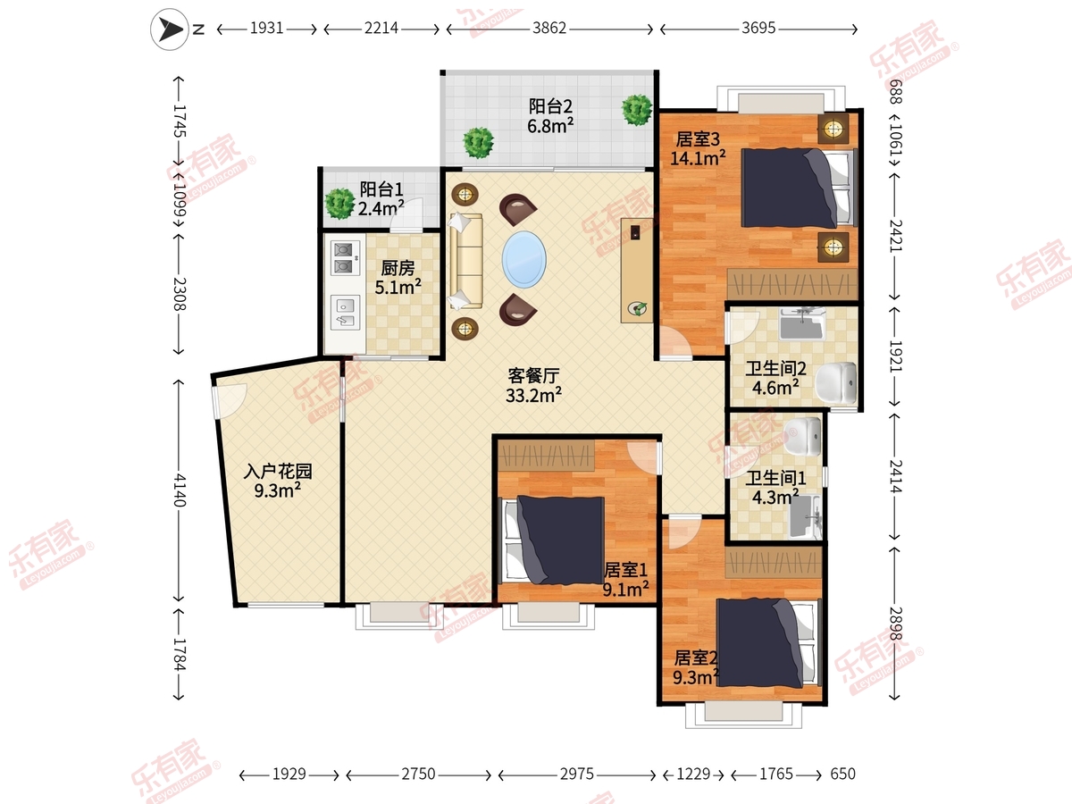 龙光棕榈水岸户型图