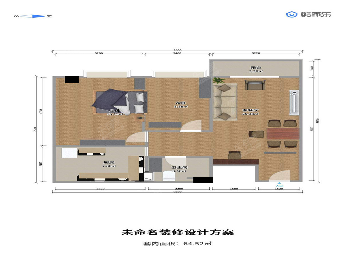 丽江花园左岸2室1厅1卫91㎡